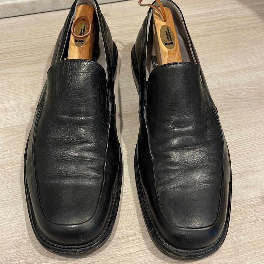 Italian Black leather slip on shoes